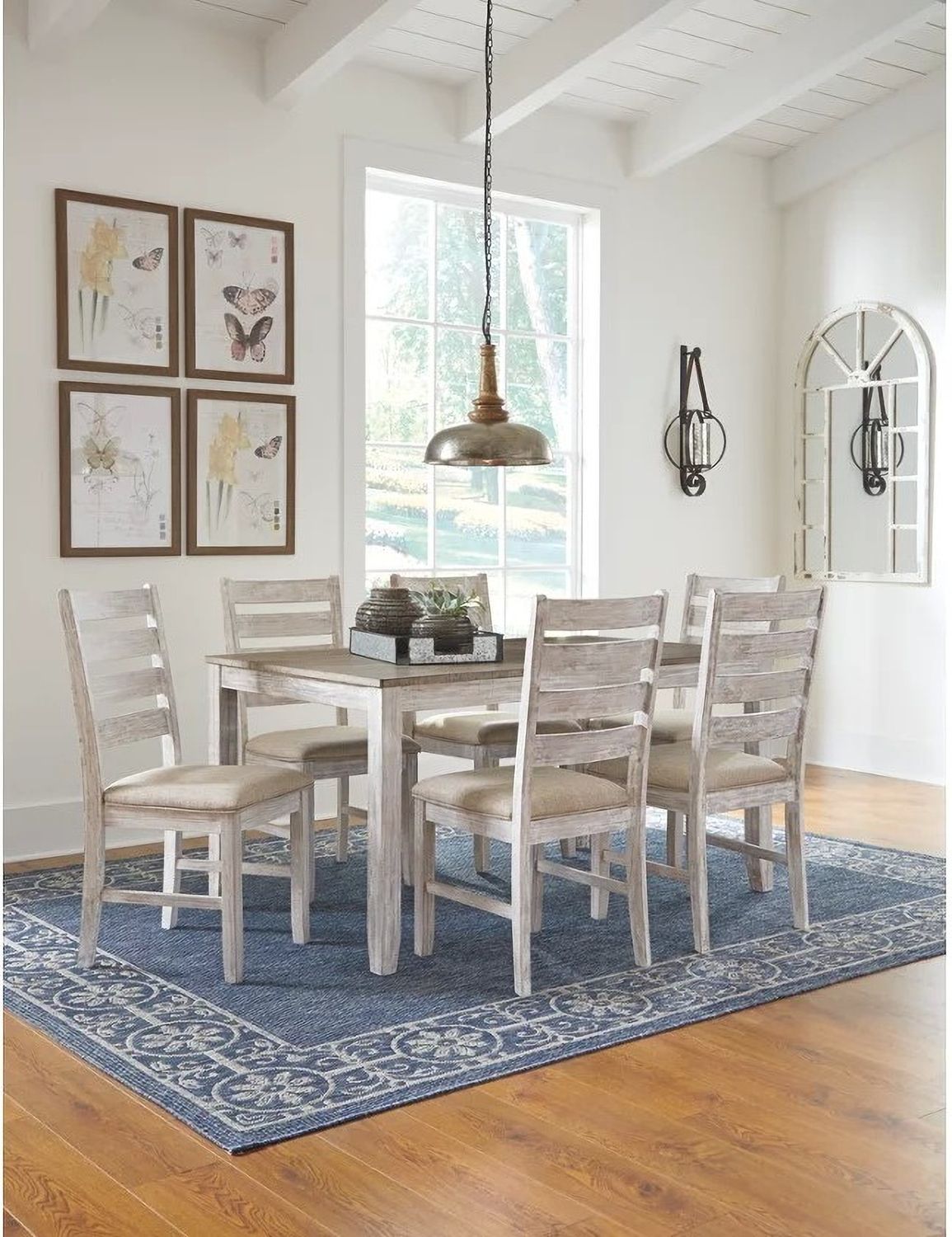Skempton White and Light Brown Dining Room Set D394425