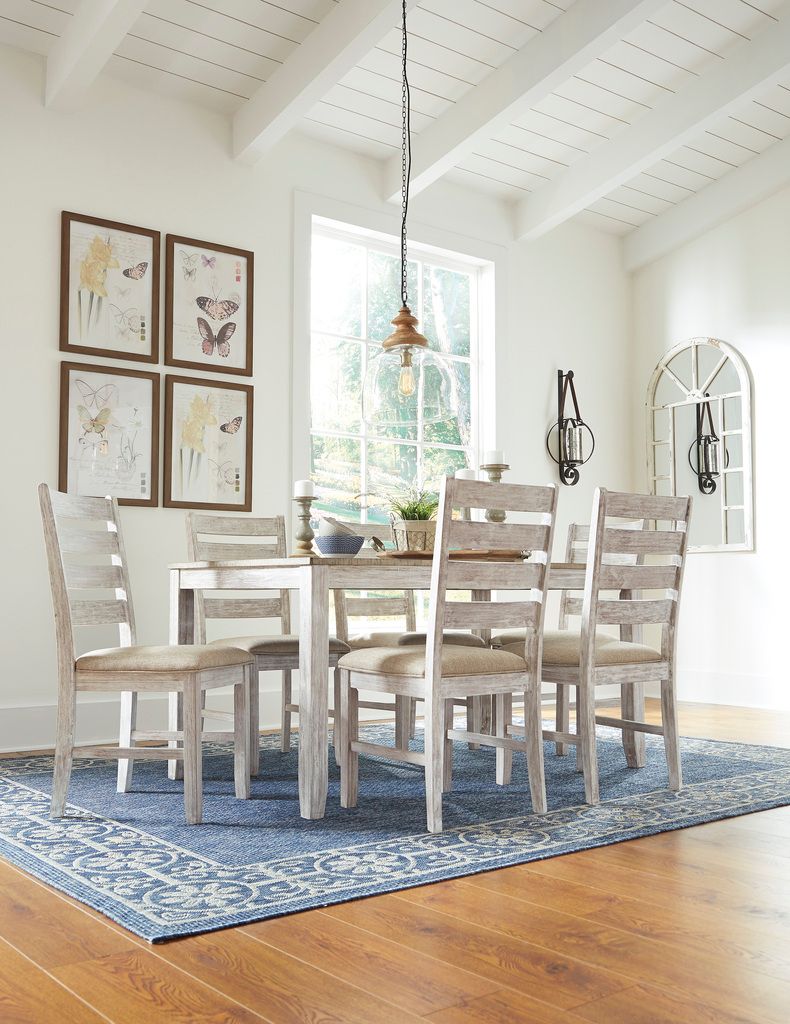 Skempton White and Light Brown Dining Room Set D394425