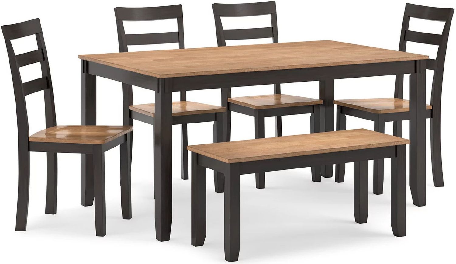 Gesthaven Dining Table with 4 Chairs and Bench In Natural and Brown D396325