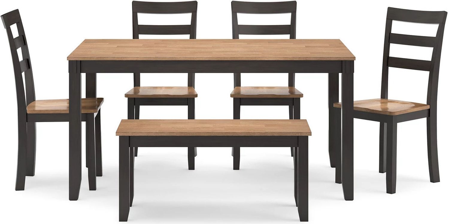 Gesthaven Dining Table with 4 Chairs and Bench In Natural and Brown D396325
