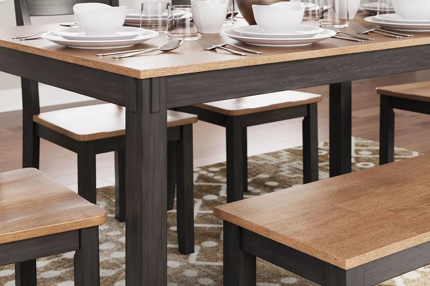 Gesthaven Dining Table with 4 Chairs and Bench In Natural and Brown D396325