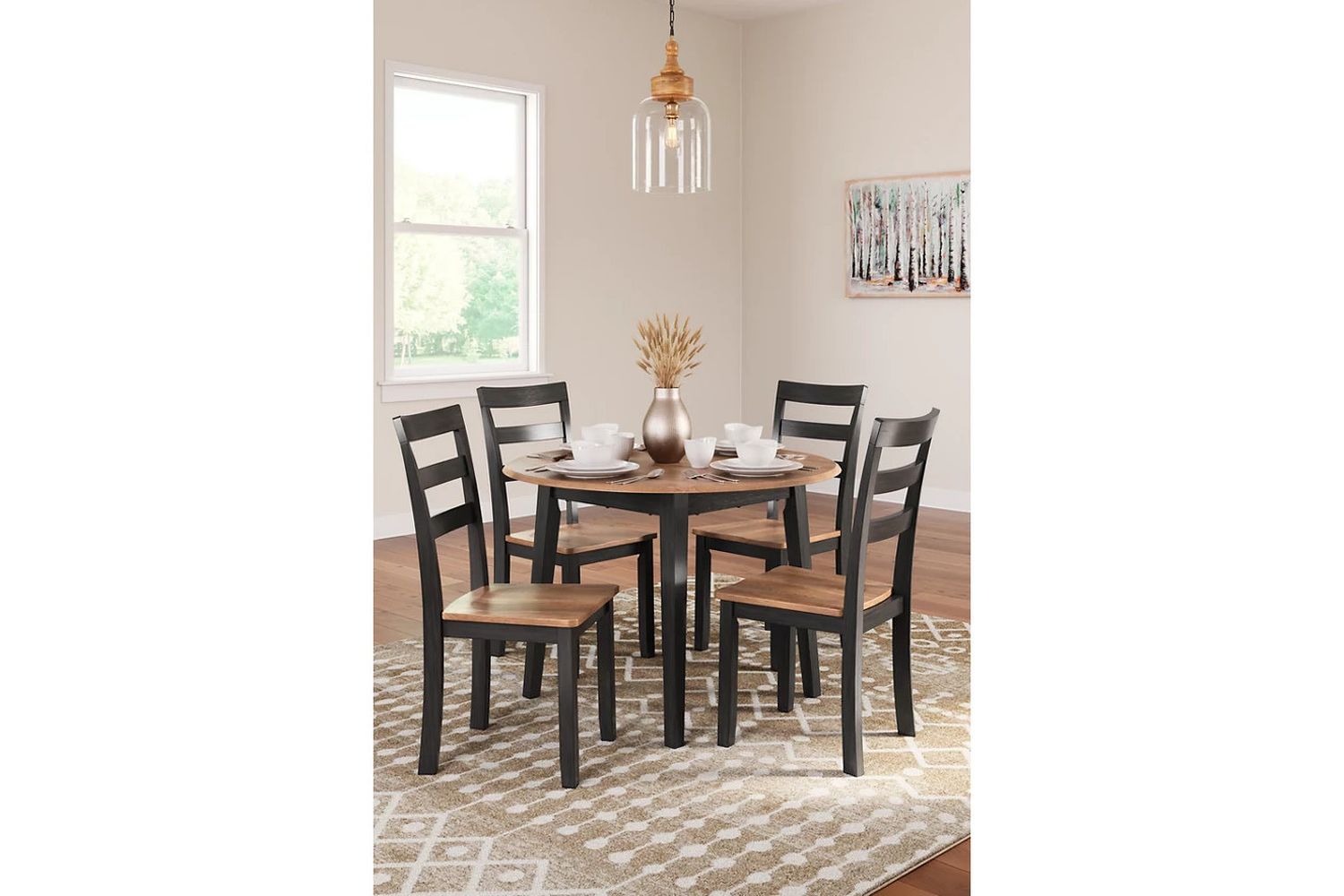 Gesthaven Dining Room Set In Natural and Brown D396D1