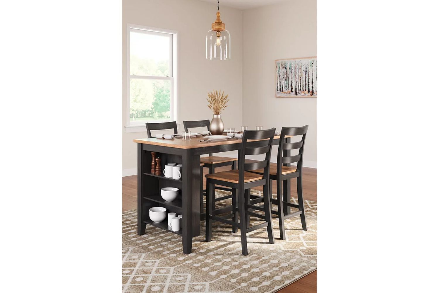 Gesthaven Counter Height Dining Room Set In Natural and Brown D396D2