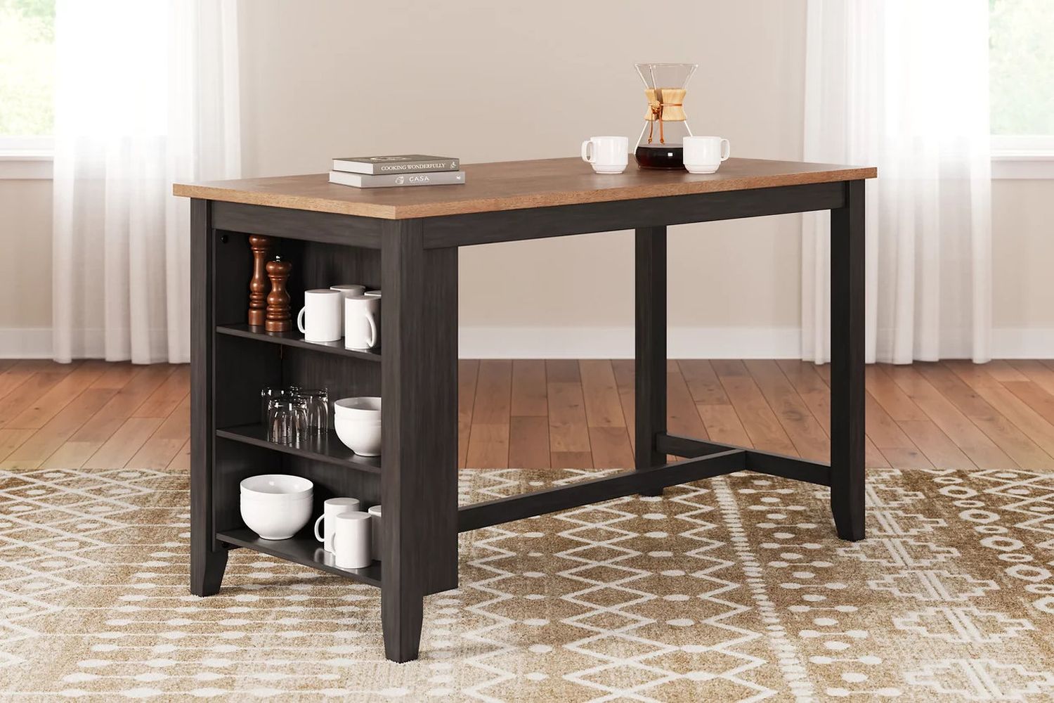 Gesthaven Counter Height Dining Room Set In Natural and Brown D396D2