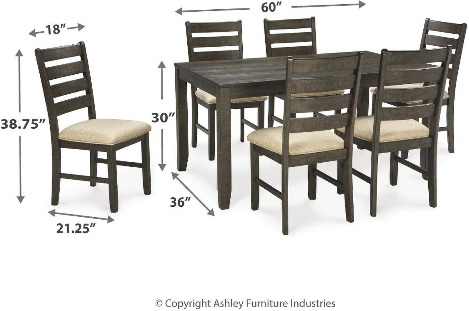 Rokane Brown 7 Piece Dining Room Set D397425