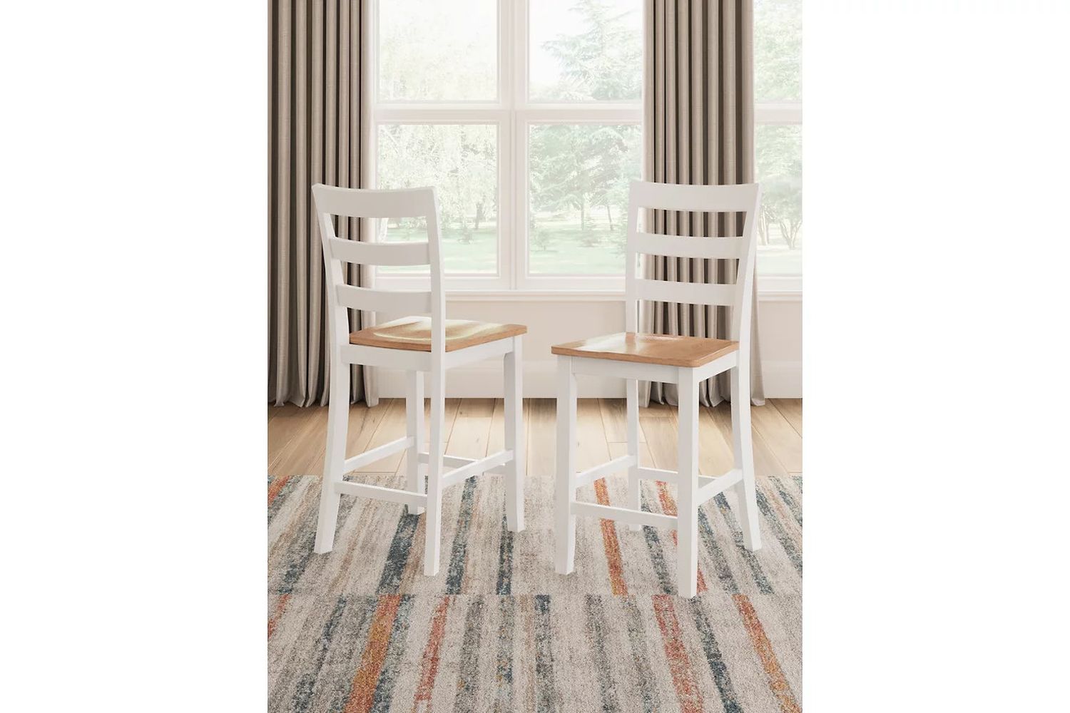 Gesthaven Counter Height Barstool Set of 2 In Natural and White D398124