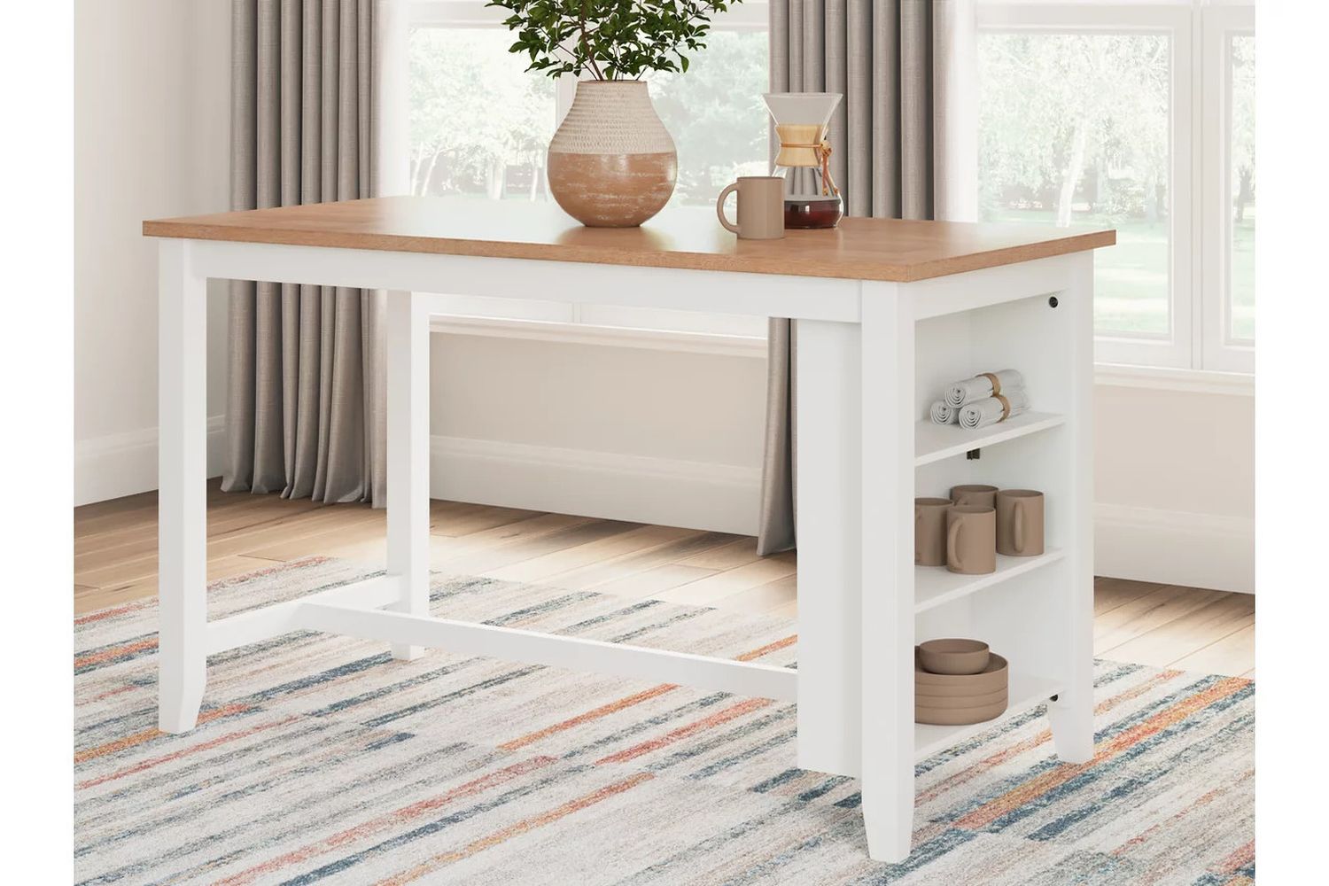 Gesthaven Counter Height Dining Table In Natural and White D39813