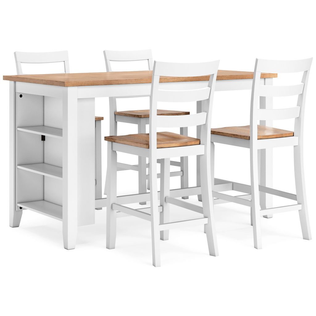 Gesthaven Counter Height Dining Table In Natural and White D39813