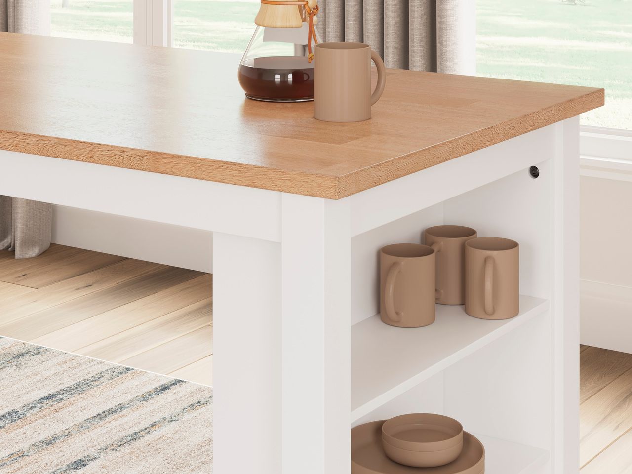 Gesthaven Counter Height Dining Table In Natural and White D39813