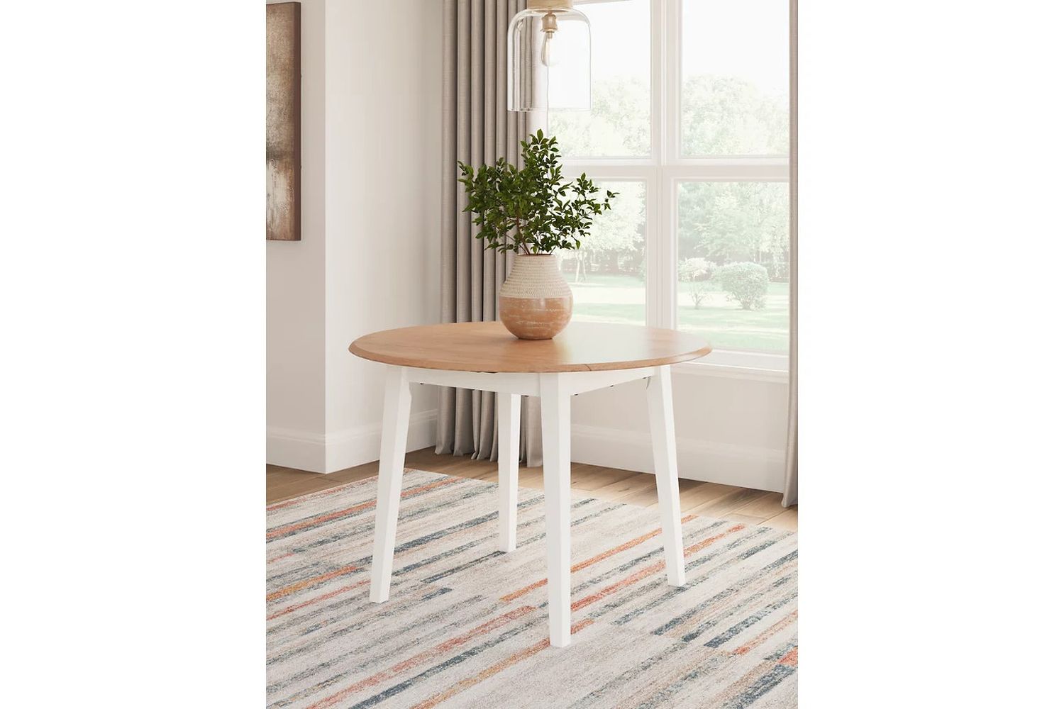 Gesthaven Dining Drop Leaf Table In Natural and White D39815
