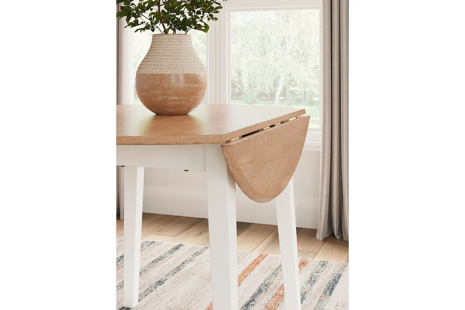 Gesthaven Dining Drop Leaf Table In Natural and White D39815