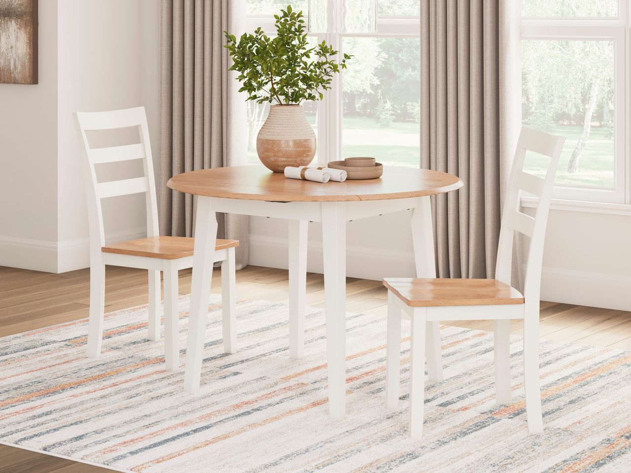 Gesthaven Dining Drop Leaf Table In Natural and White D39815