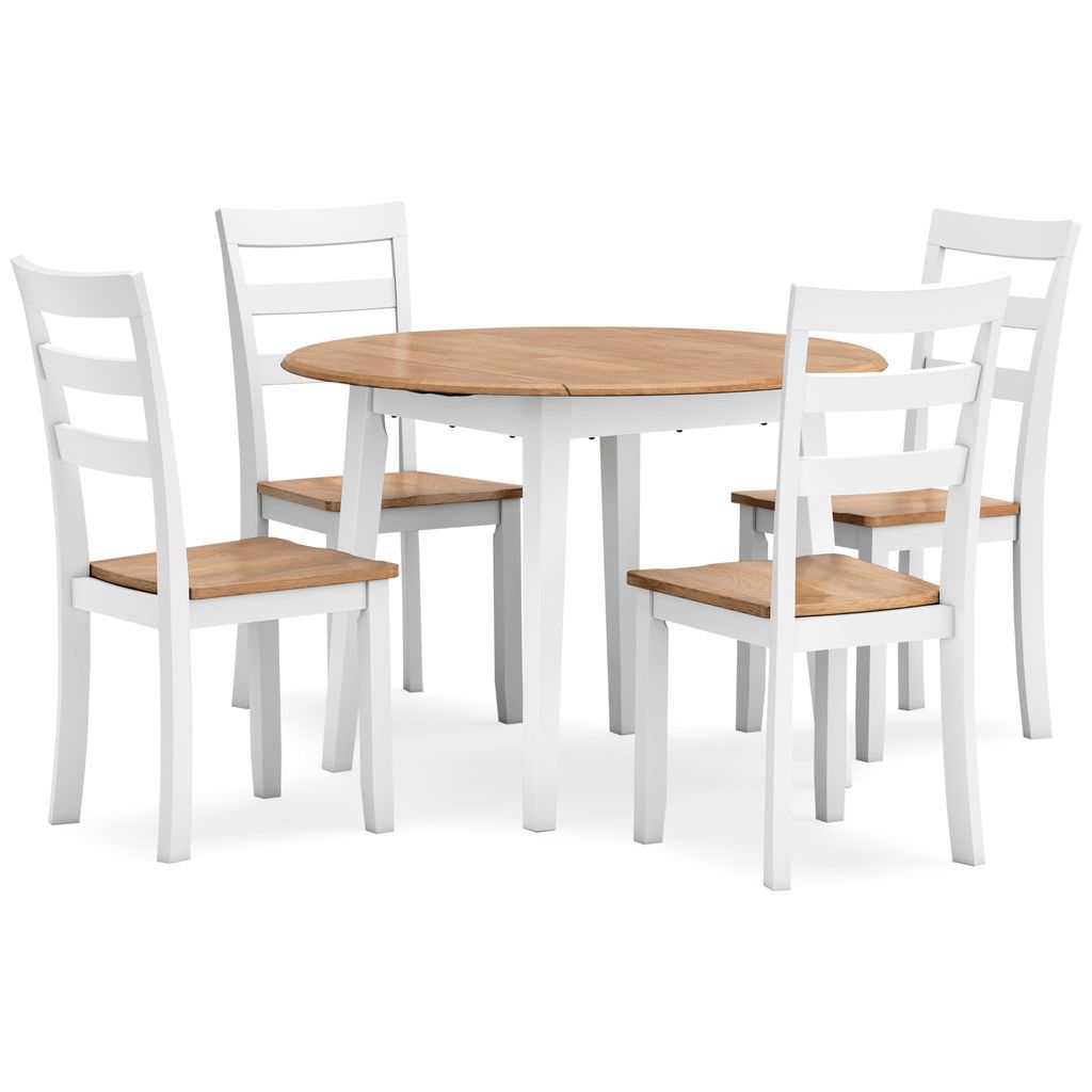 Gesthaven Dining Drop Leaf Table In Natural and White D39815
