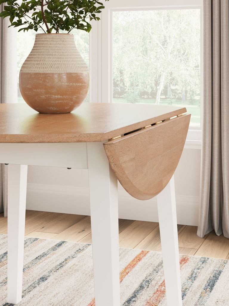 Gesthaven Dining Drop Leaf Table In Natural and White D39815