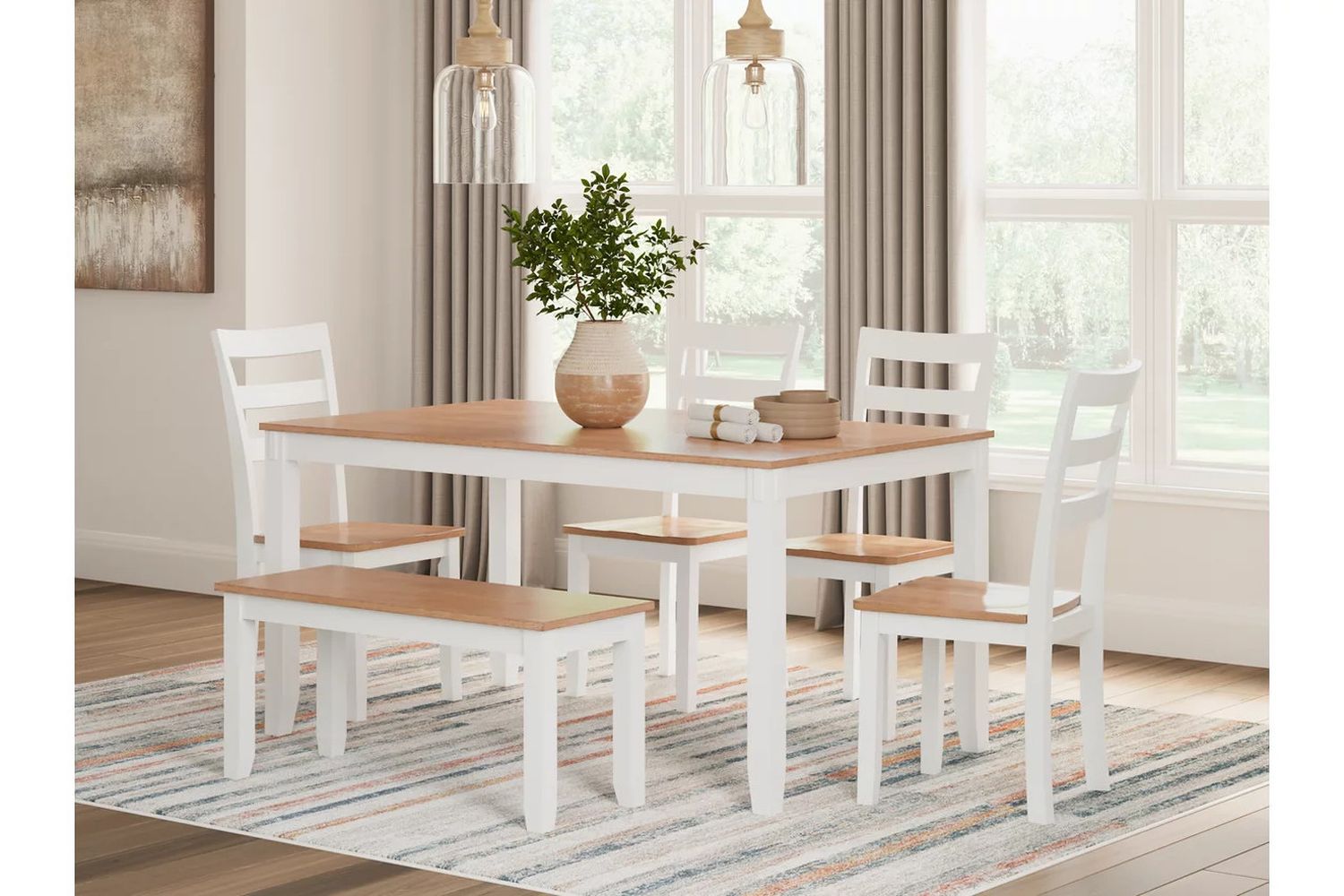 Gesthaven 6-Piece Dining Room Set In Natural and White D398325