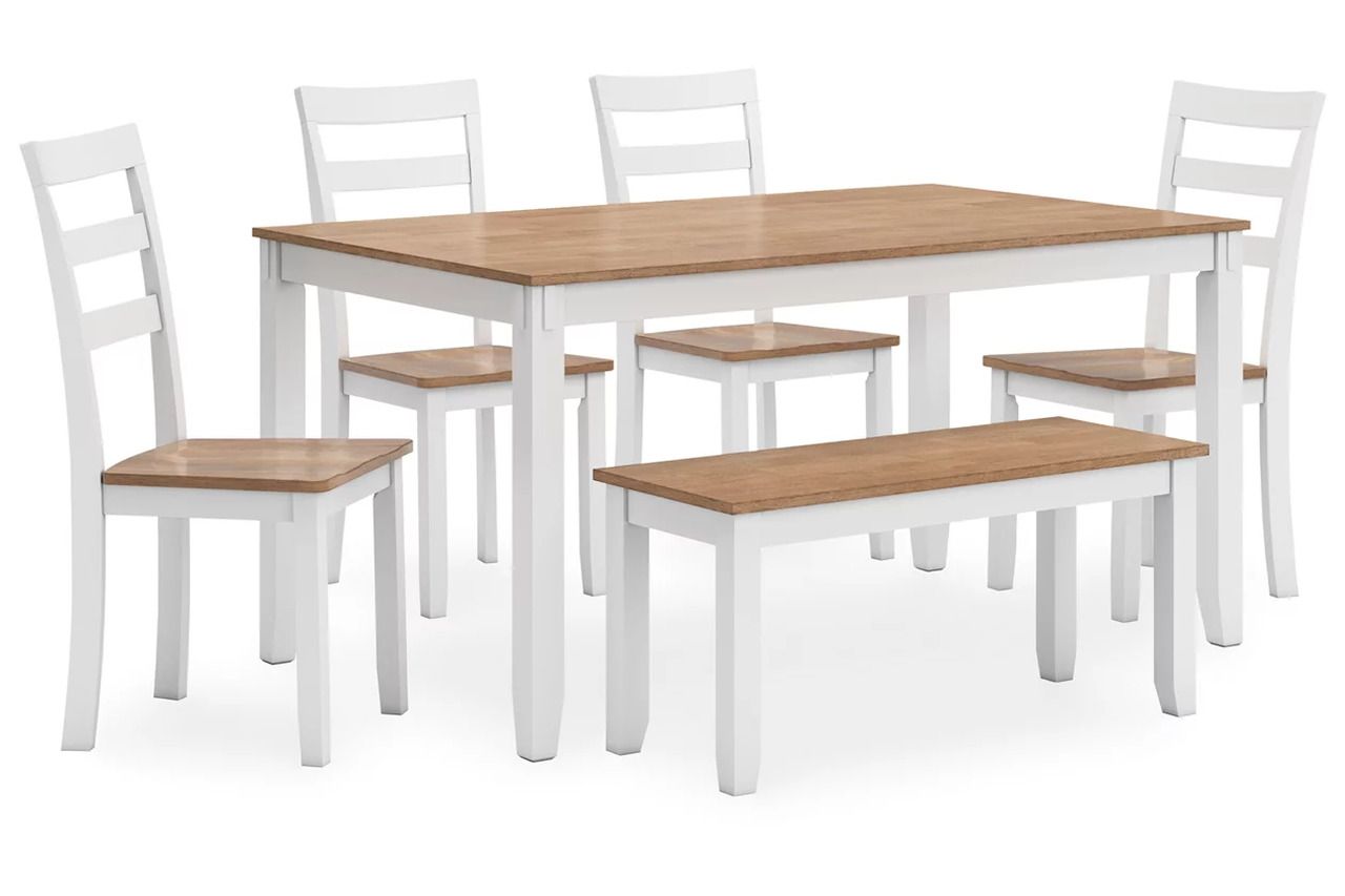 Gesthaven 6-Piece Dining Room Set In Natural and White D398325