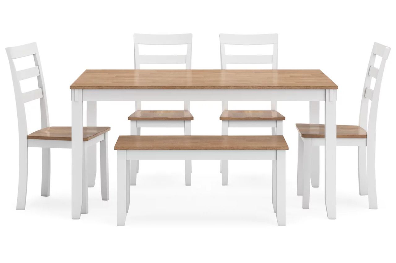 Gesthaven 6-Piece Dining Room Set In Natural and White D398325