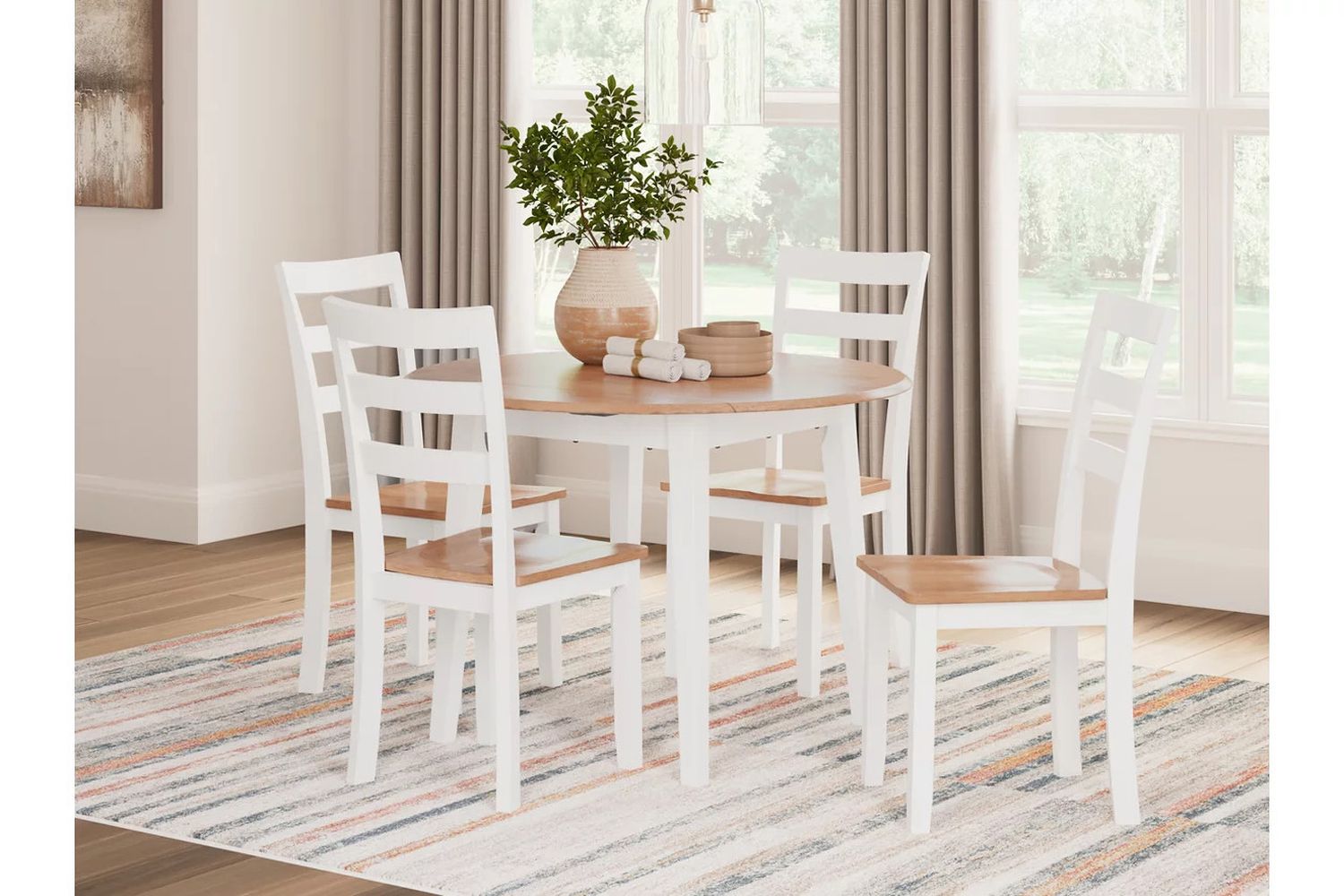 Gesthaven Dining Room Set In Natural and White D398D1