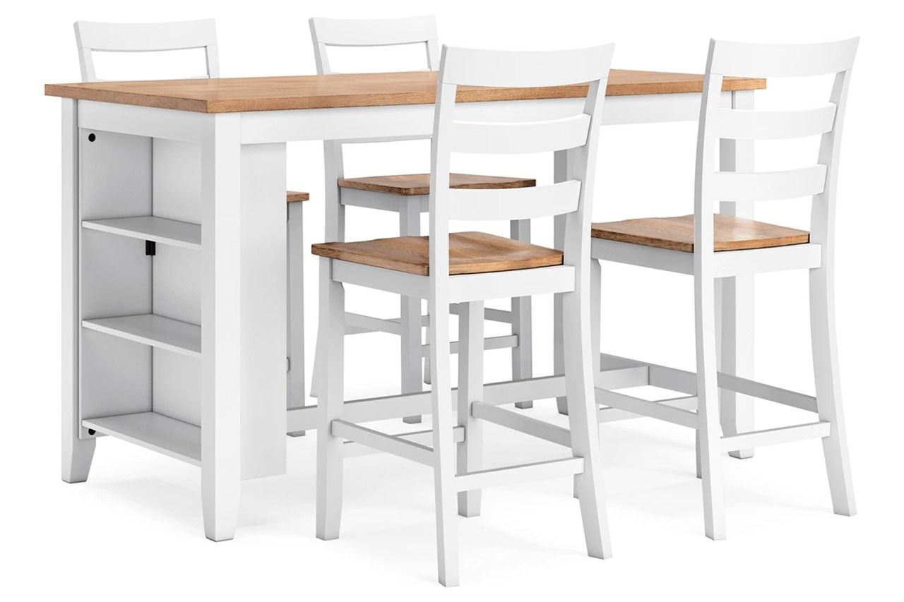Gesthaven Counter Height Dining Room Set In Natural and White D398D2