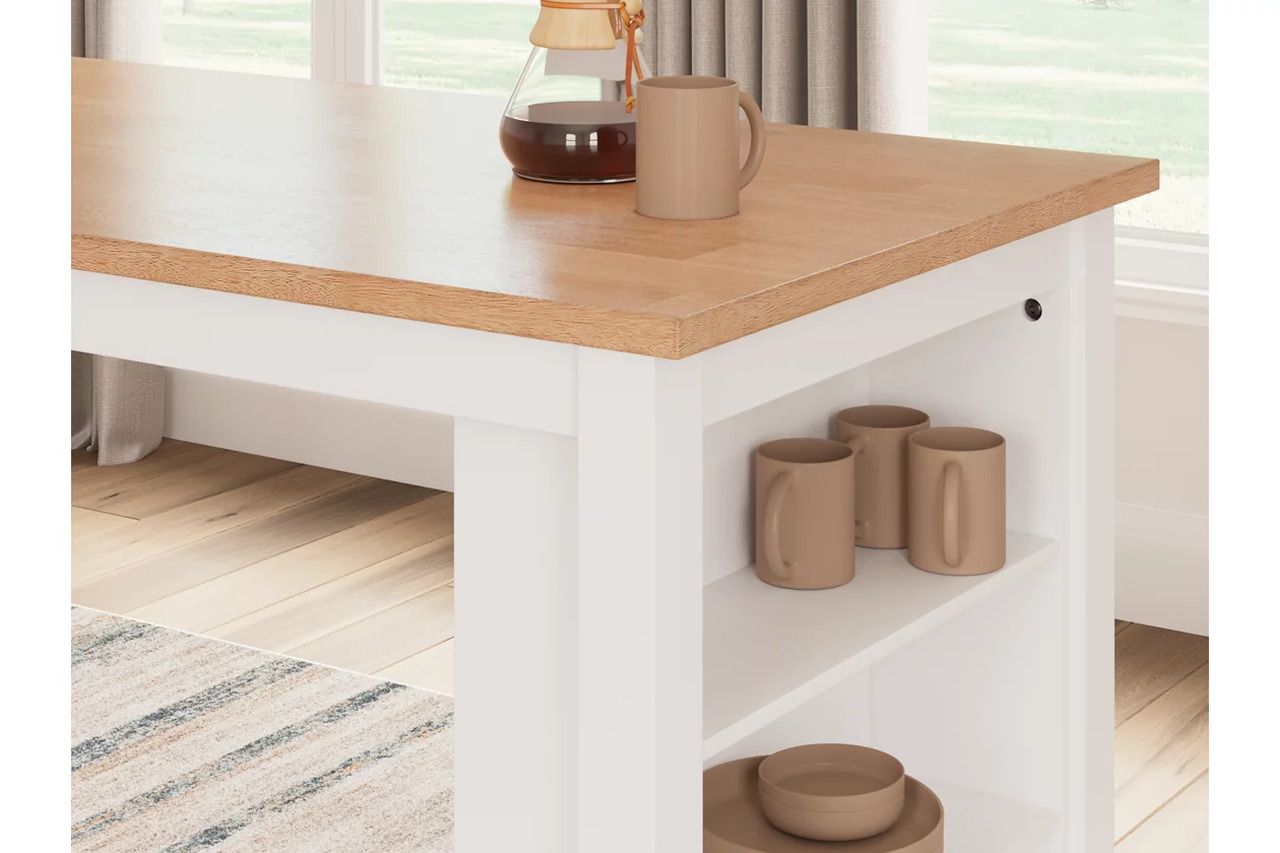 Gesthaven Counter Height Dining Room Set In Natural and White D398D2