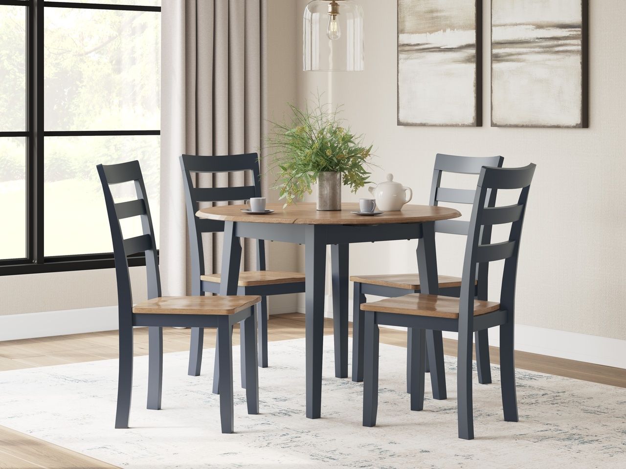 Gesthaven Dining Chair Set of 2 In Natural and Blue D39901