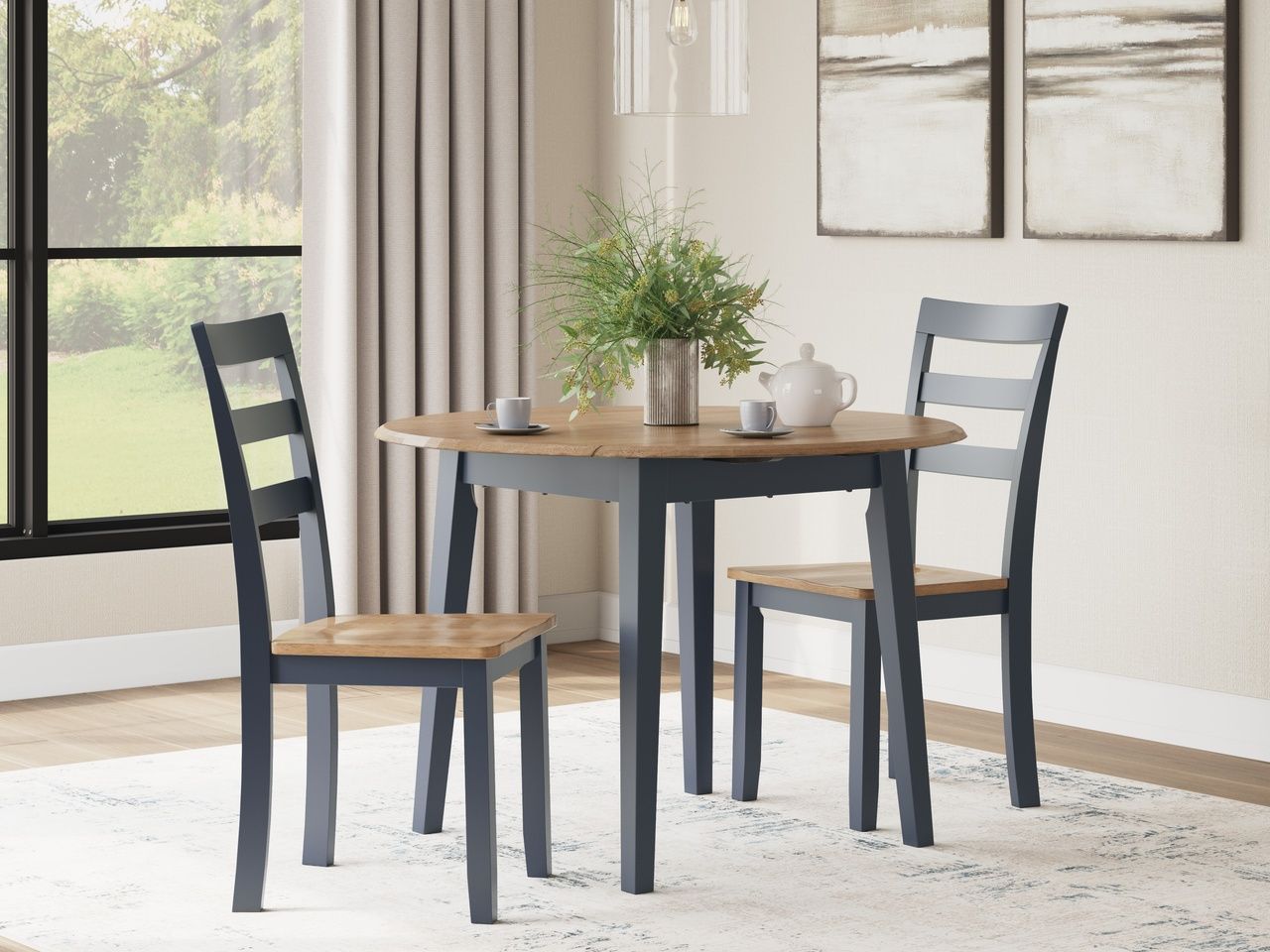 Gesthaven Dining Chair Set of 2 In Natural and Blue D39901