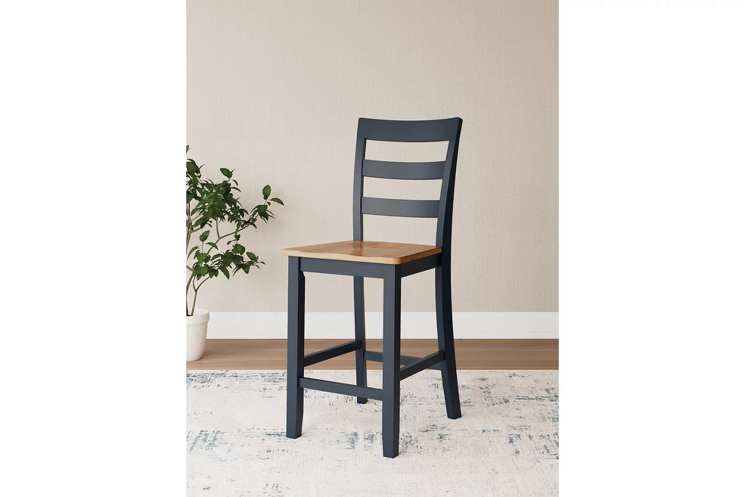 Gesthaven Counter Height Barstool Set of 2 In Natural and Blue D399124