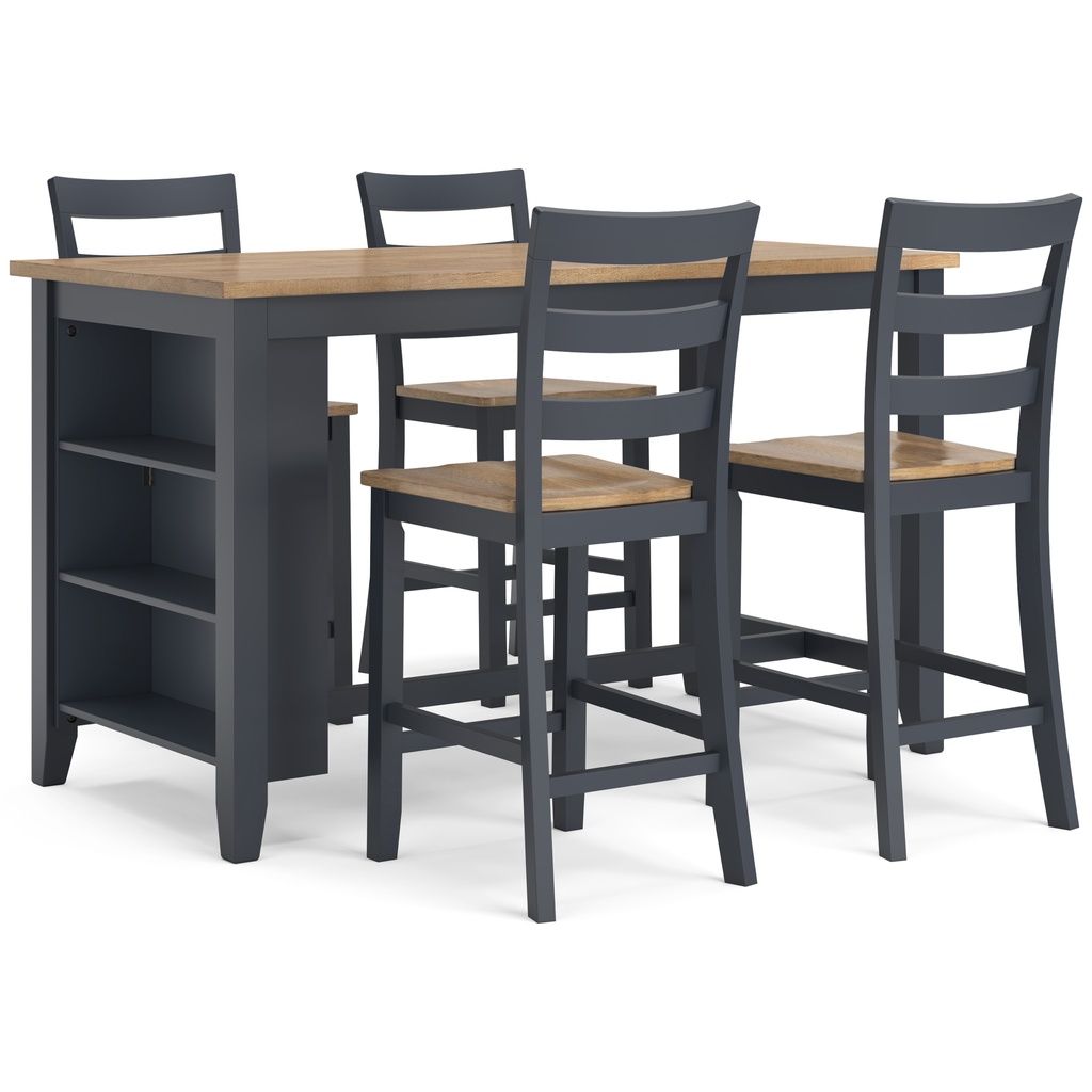 Gesthaven Counter Height Barstool Set of 2 In Natural and Blue D399124