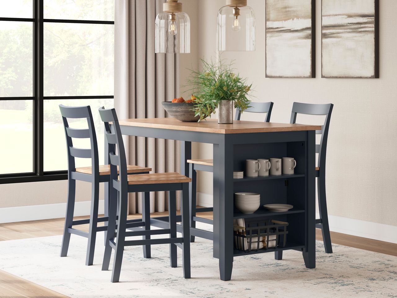 Gesthaven Counter Height Dining Table In Natural and Blue D39913