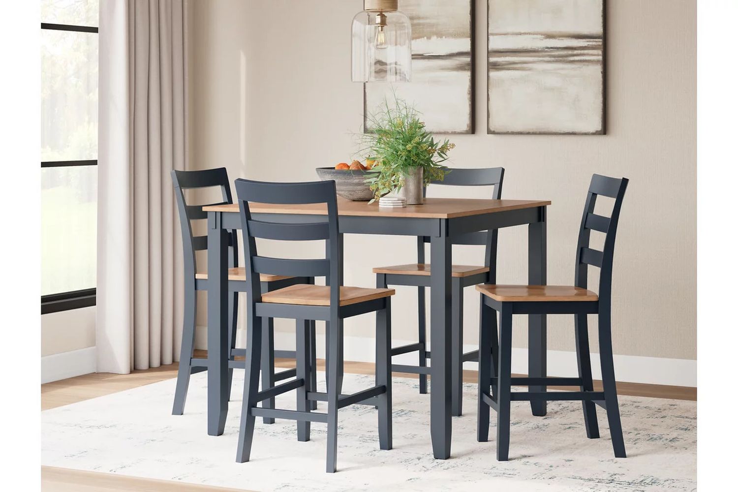 Gesthaven 5-Piece Dining Room Set In Natural and Blue D399223