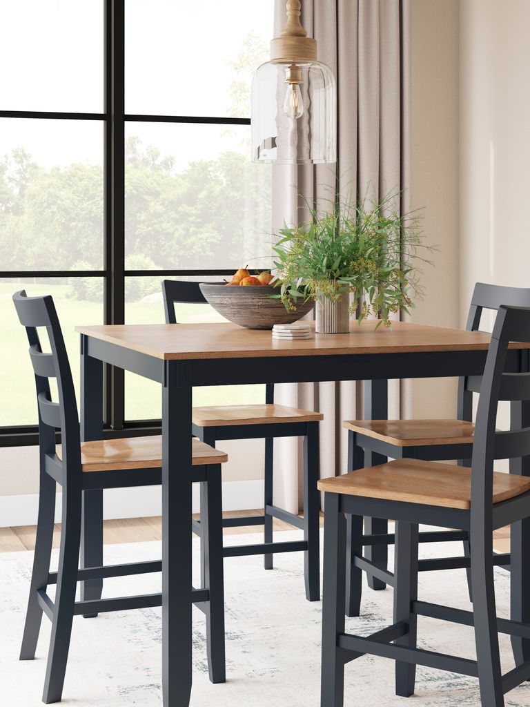 Gesthaven 5-Piece Dining Room Set In Natural and Blue D399223