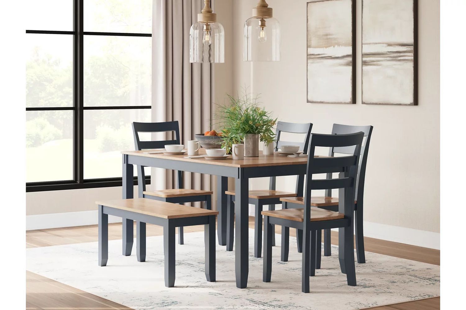 Gesthaven 6-Piece Dining Room Set In Natural and Blue D399325