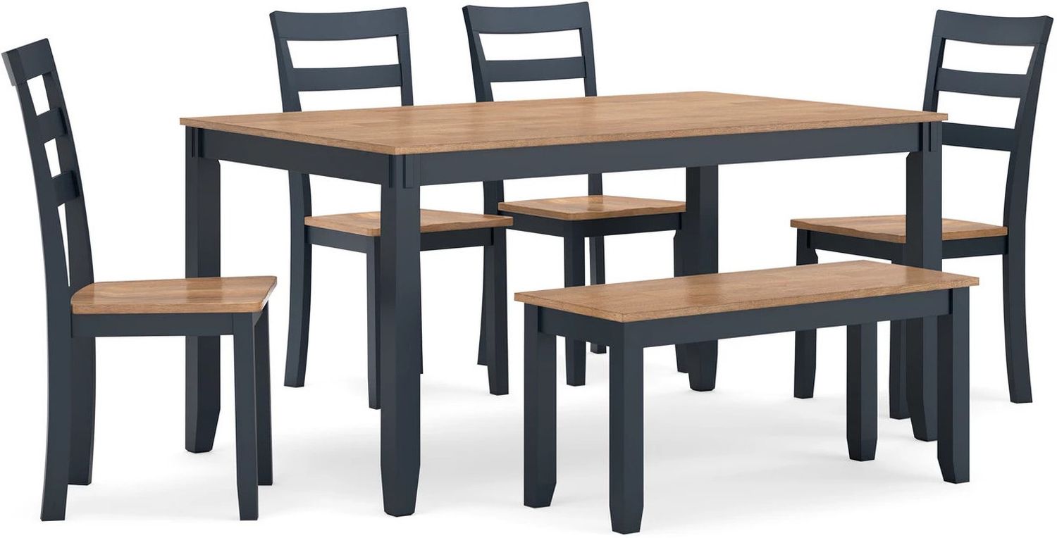 Gesthaven 6-Piece Dining Room Set In Natural and Blue D399325