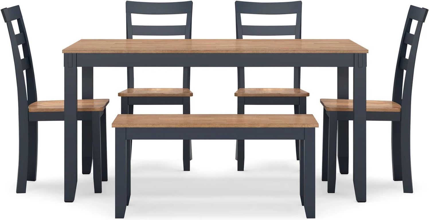 Gesthaven 6-Piece Dining Room Set In Natural and Blue D399325