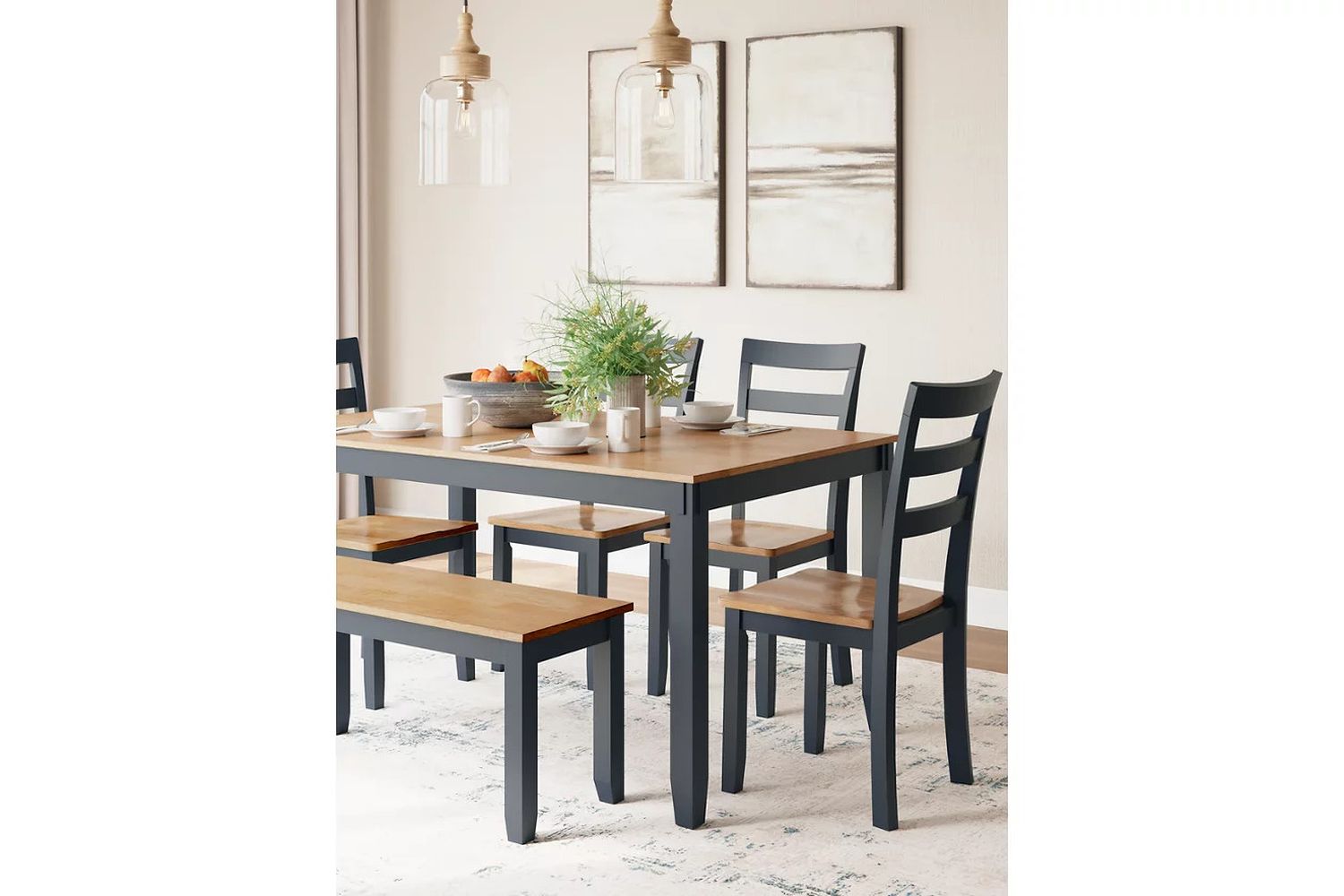Gesthaven 6-Piece Dining Room Set In Natural and Blue D399325