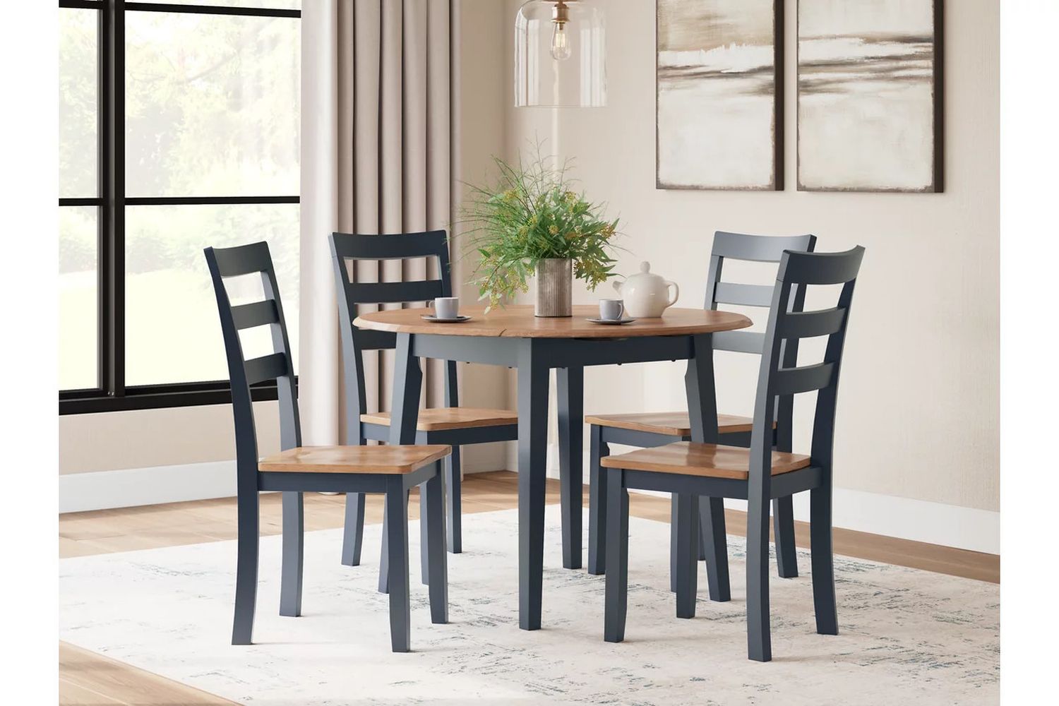 Gesthaven Dining Room Set In Natural and Blue D399D1