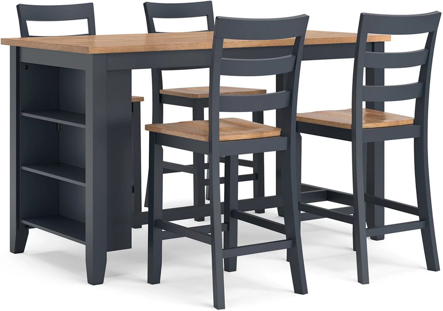 Gesthaven Counter Height Dining Room Set In Natural and Blue D399D2