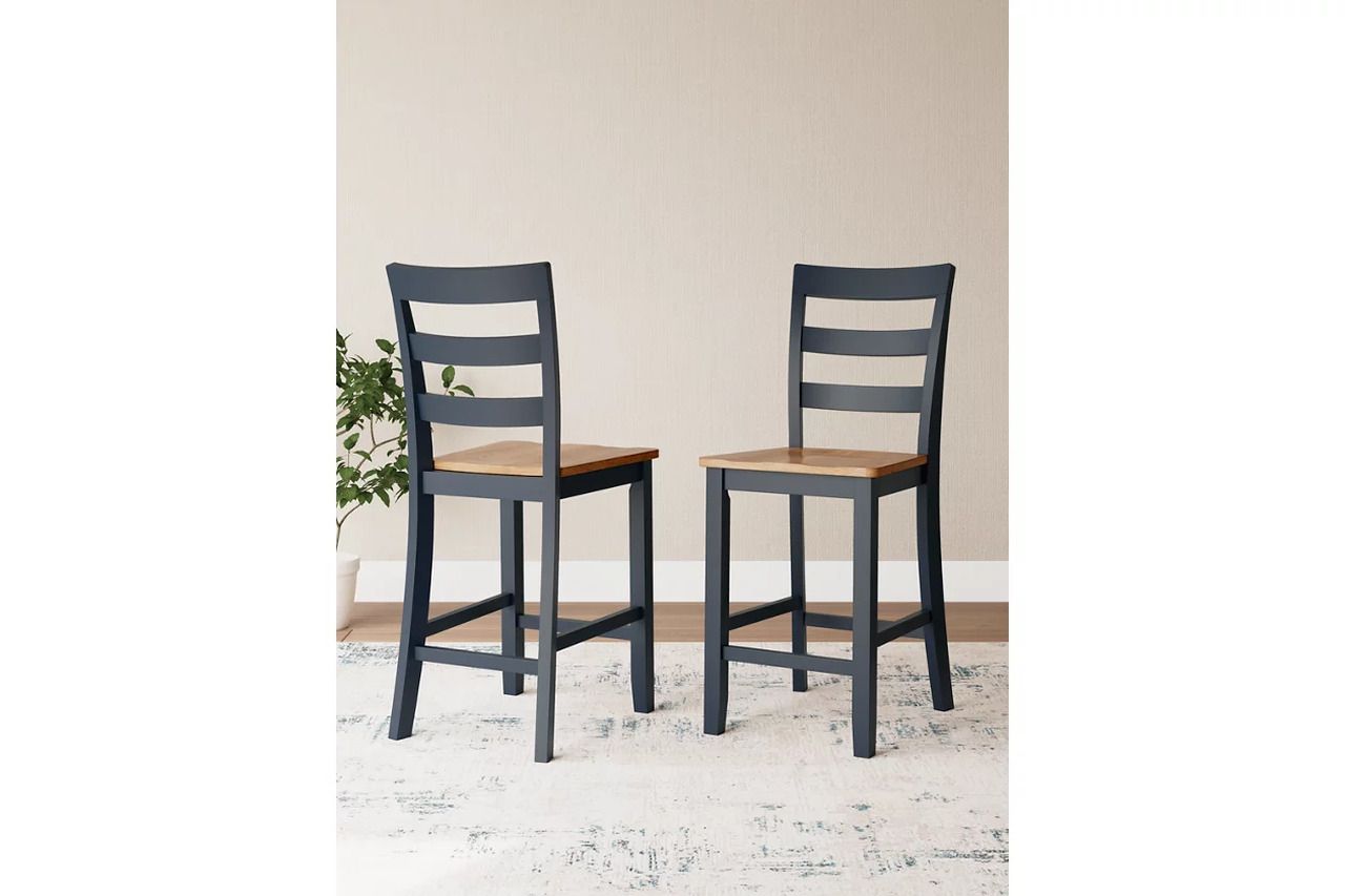 Gesthaven Counter Height Dining Room Set In Natural and Blue D399D2