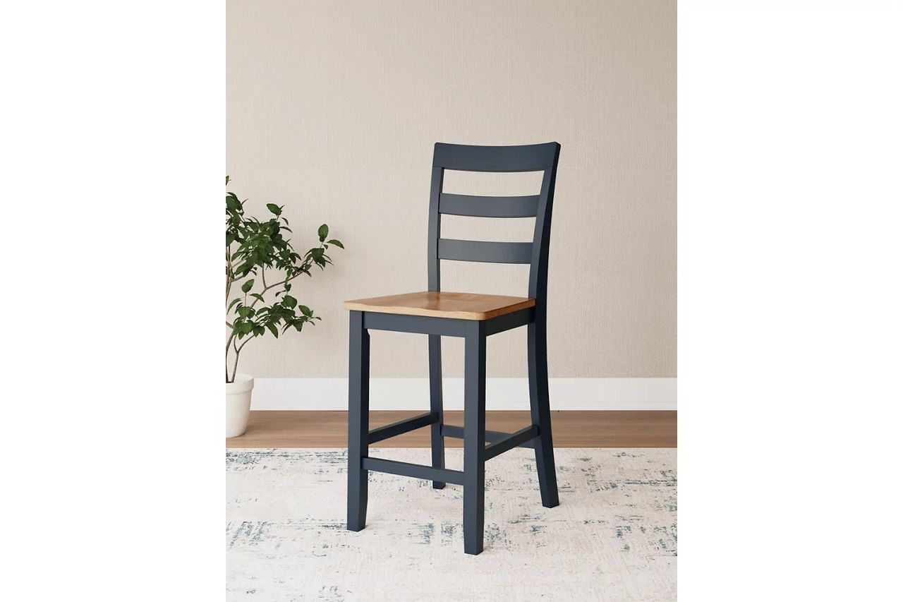 Gesthaven Counter Height Dining Room Set In Natural and Blue D399D2