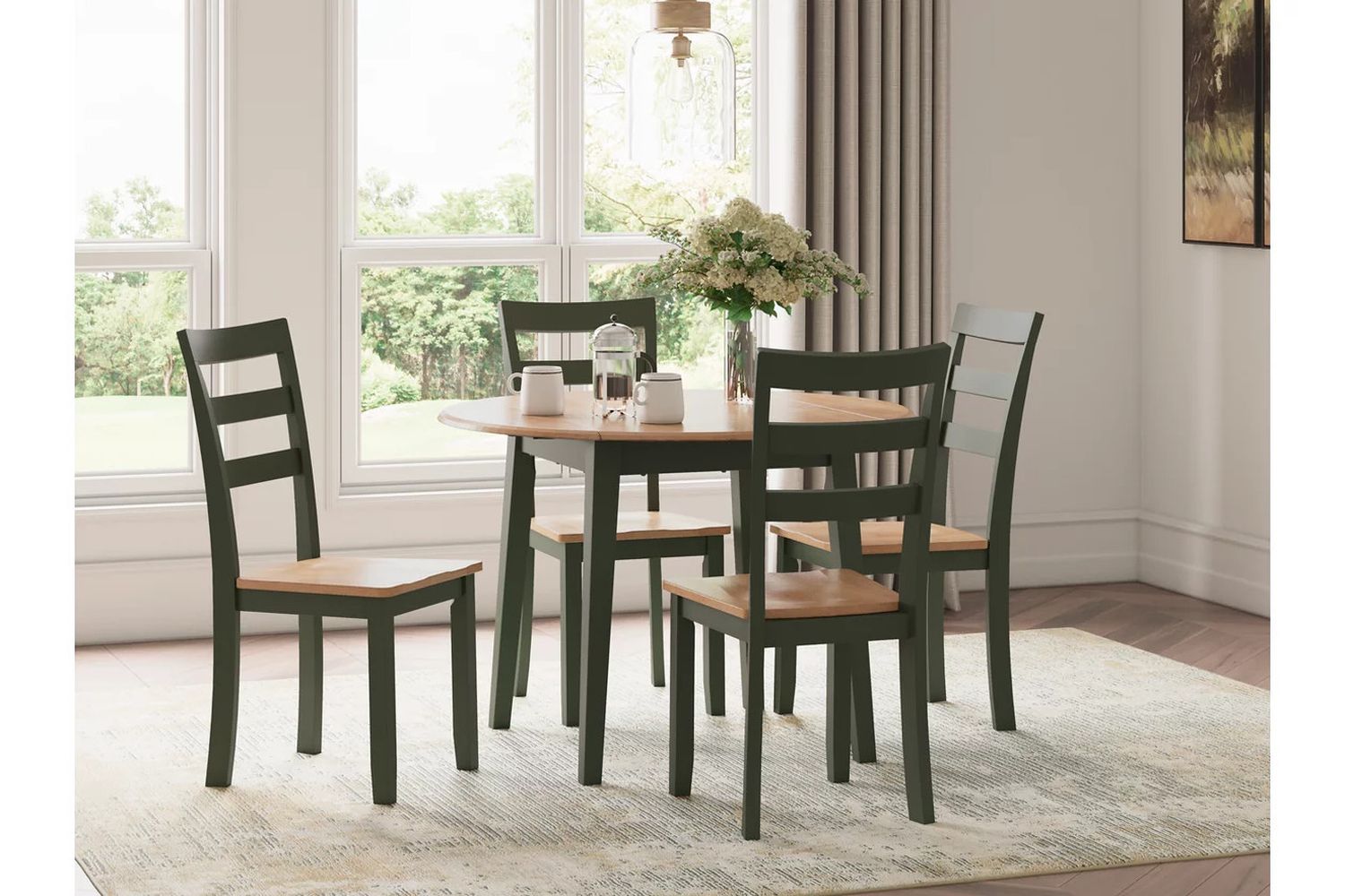 Gesthaven Dining Chair Set of 2 In Natural and Green D40101