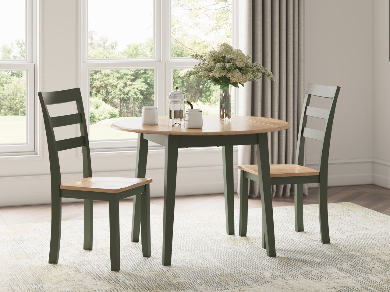 Gesthaven Dining Chair Set of 2 In Natural and Green D40101