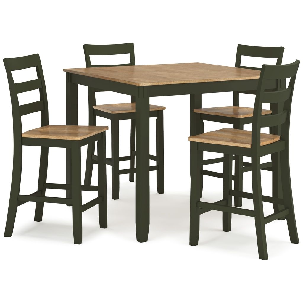 Gesthaven Counter Height Barstool Set of 2 In Natural and Green D401124
