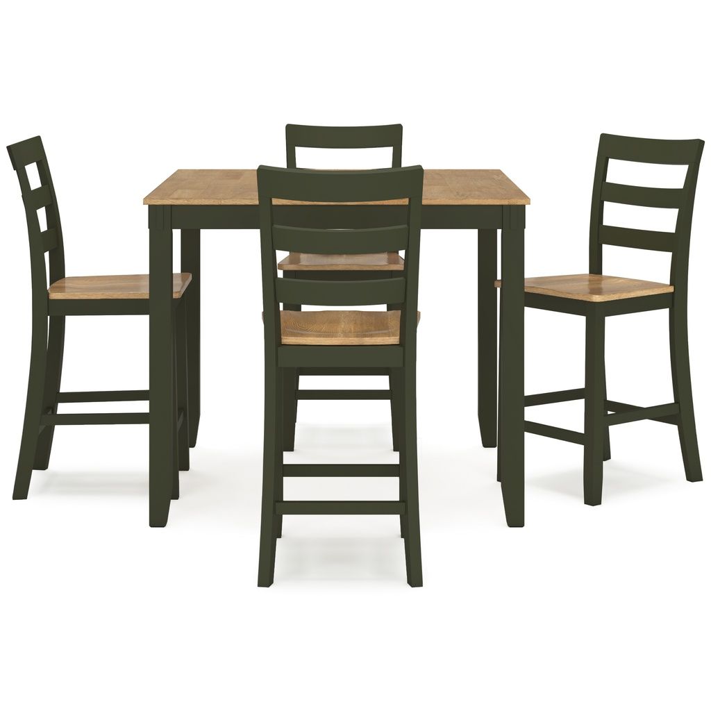 Gesthaven Counter Height Barstool Set of 2 In Natural and Green D401124