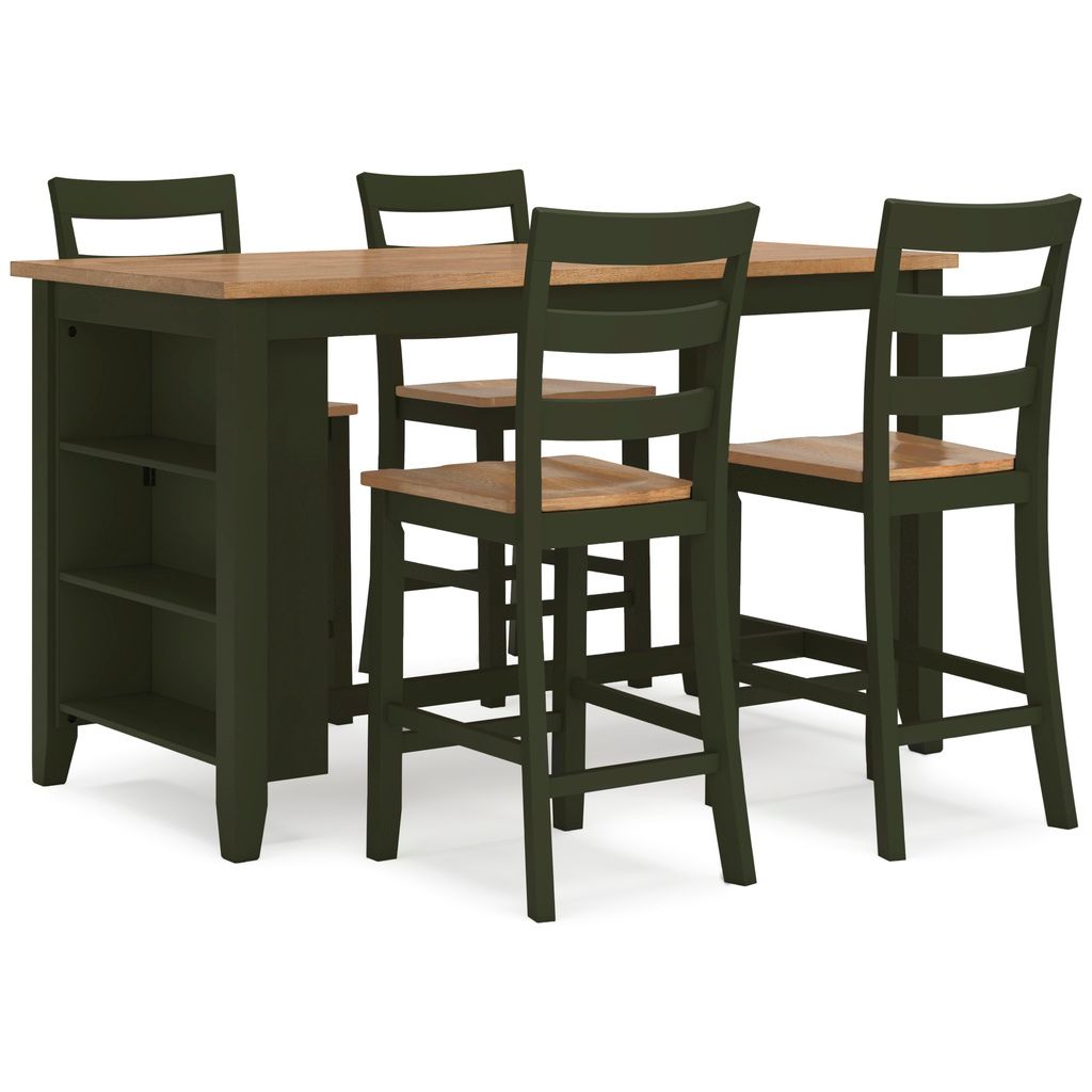 Gesthaven Counter Height Dining Table In Natural and Green D40113