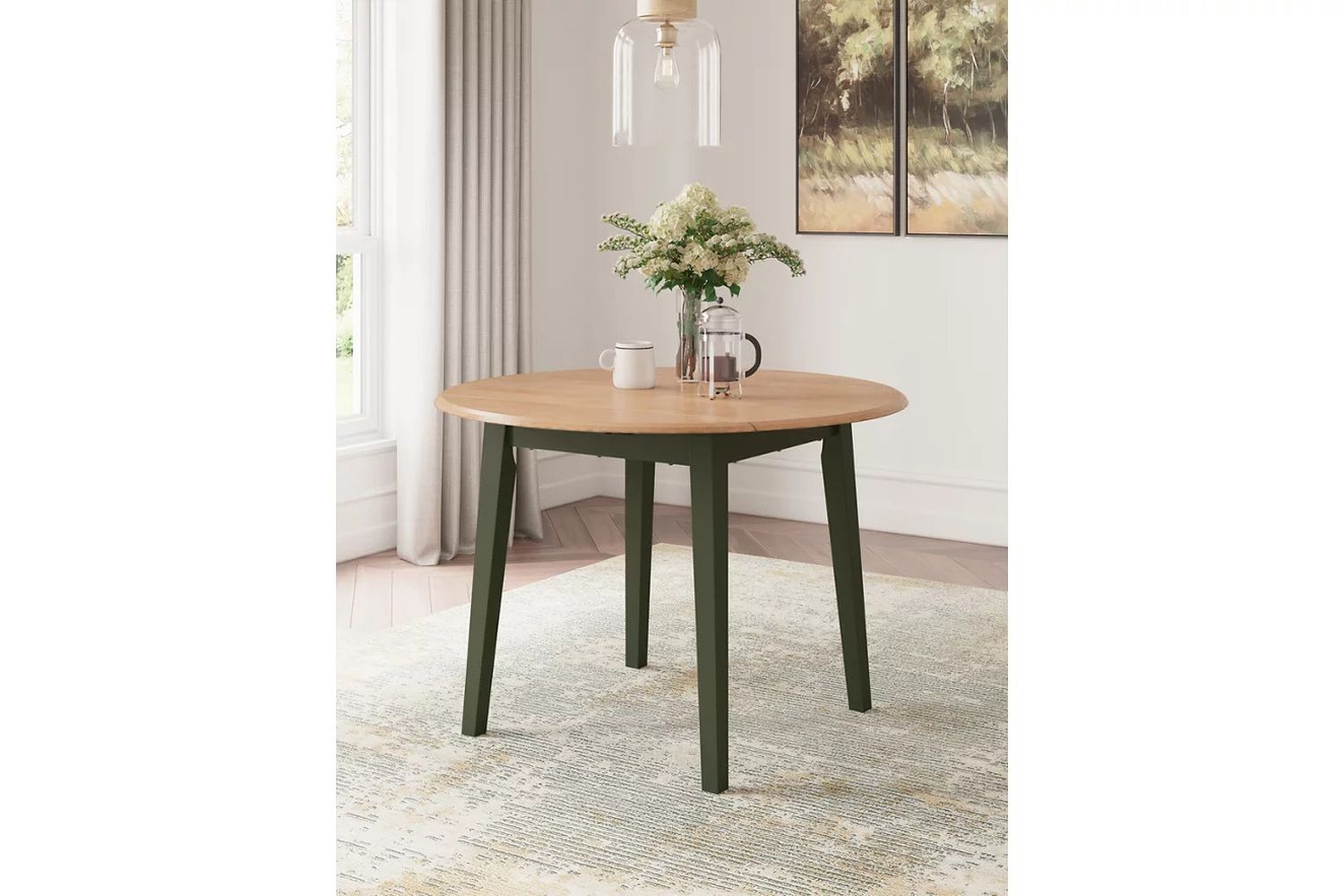 Gesthaven Dining Drop Leaf Table In Natural and Green D40115