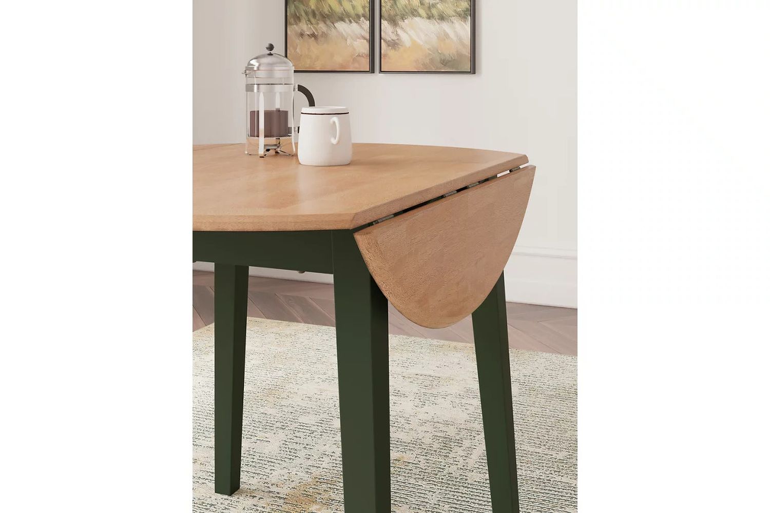 Gesthaven Dining Drop Leaf Table In Natural and Green D40115