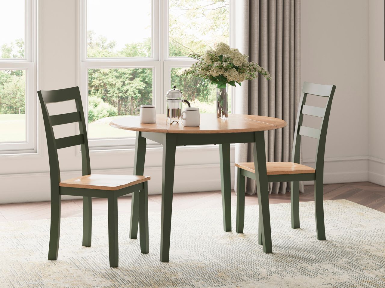 Gesthaven Dining Drop Leaf Table In Natural and Green D40115