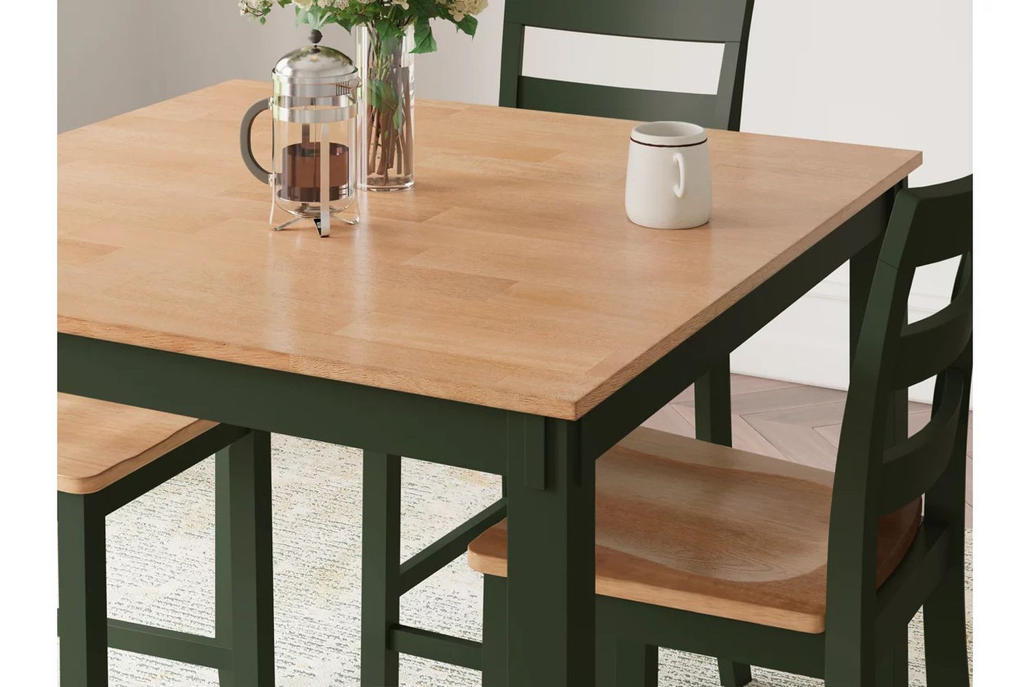 Gesthaven 5-Piece Dining Room Set In Natural and Green D401223