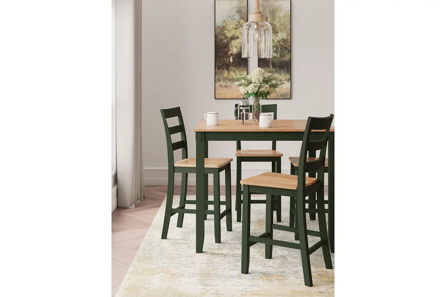 Gesthaven 5-Piece Dining Room Set In Natural and Green D401223