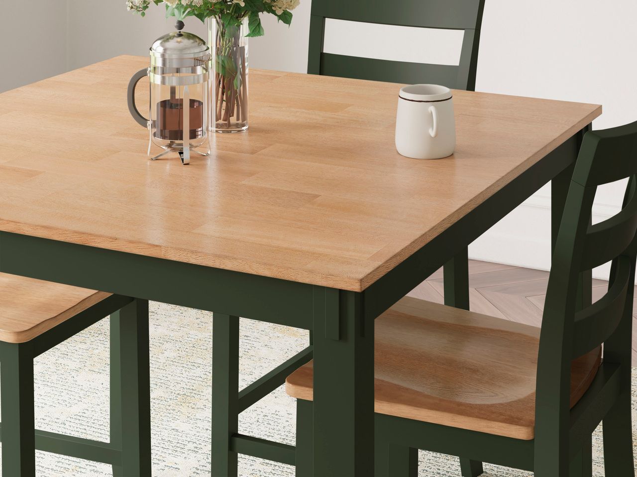 Gesthaven 5-Piece Dining Room Set In Natural and Green D401223